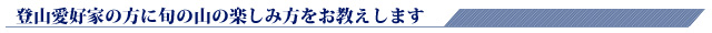 登山愛好家の方に旬の山の楽しみ方をお教えします バックナンバー